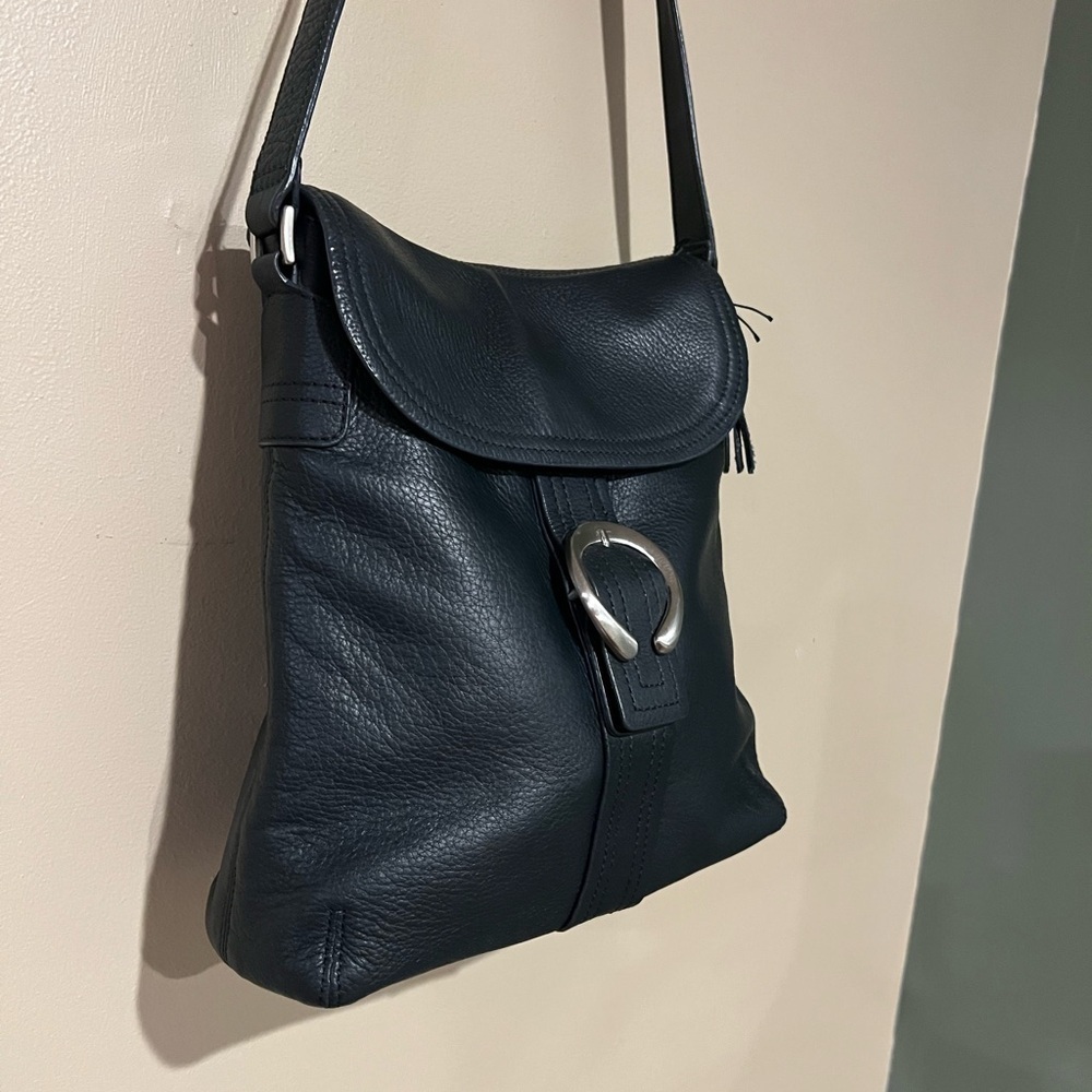 Rolf Genuine Leather Black Leather/PVC Shoulder Bag Great Preowned Condition - Picture 2 of 14